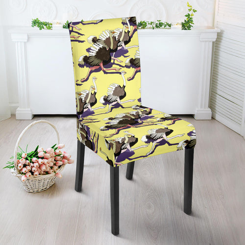 Ostrich Pattern Print Design 04 Dining Chair Slipcover