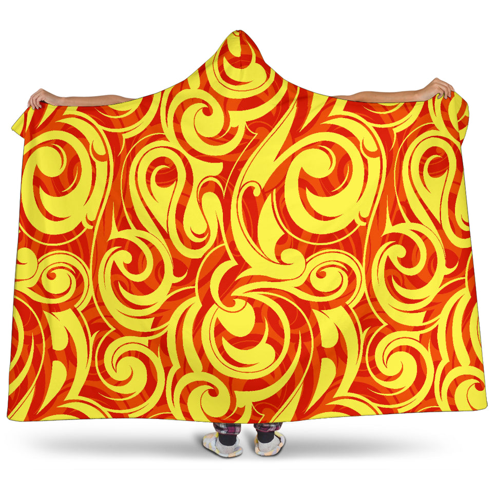 Fire Flame Design Pattern Hooded Blanket