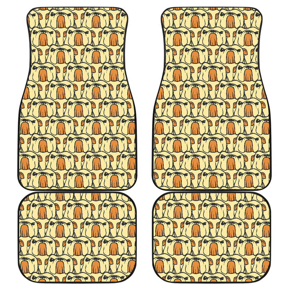 English Bulldog Pattern Print Design 02 Front and Back Car Mats