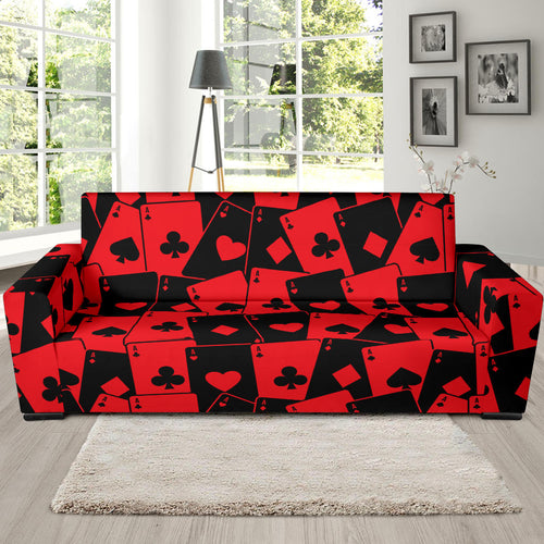 Casino Cards Suits Pattern Print Design 02 Sofa Slipcover