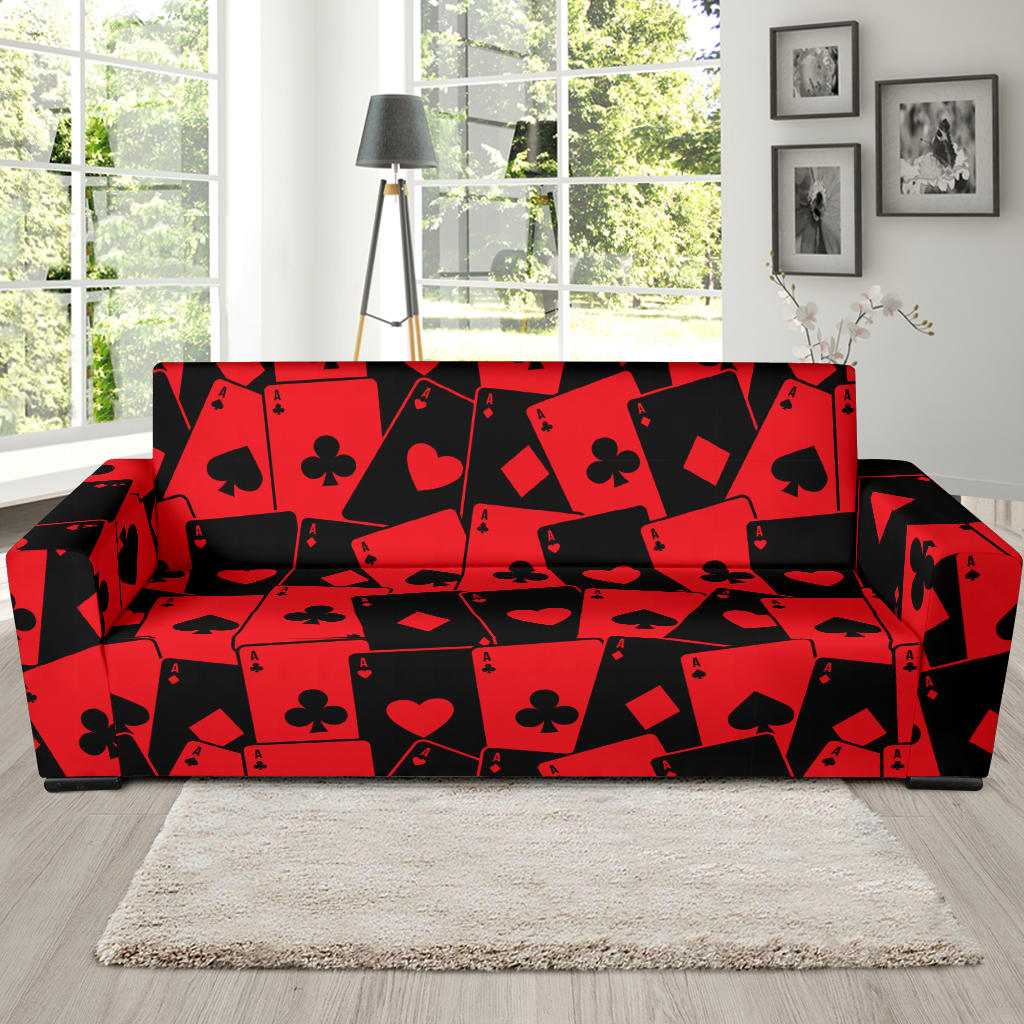 Casino Cards Suits Pattern Print Design 02 Sofa Slipcover