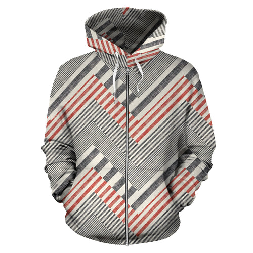 Zigzag Chevron Striped Pattern Zip Up Hoodie