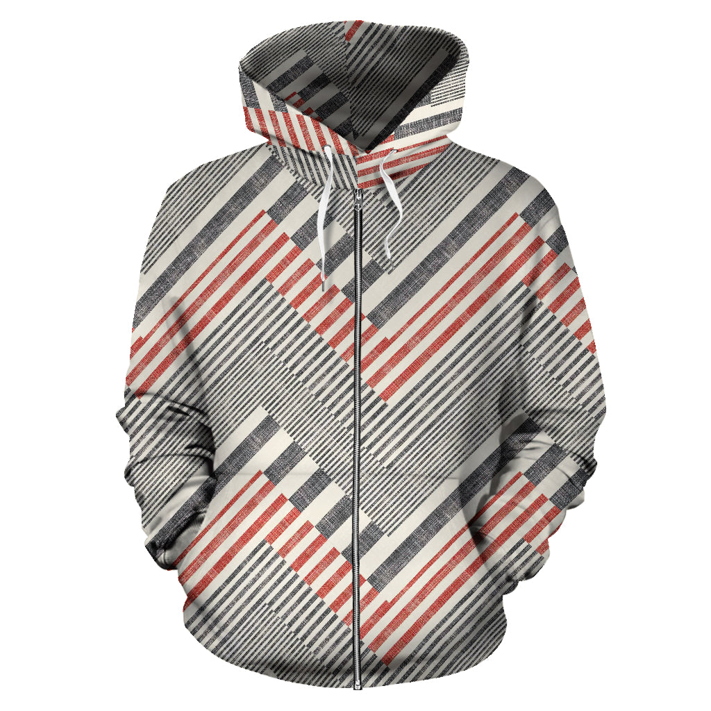 Zigzag Chevron Striped Pattern Zip Up Hoodie