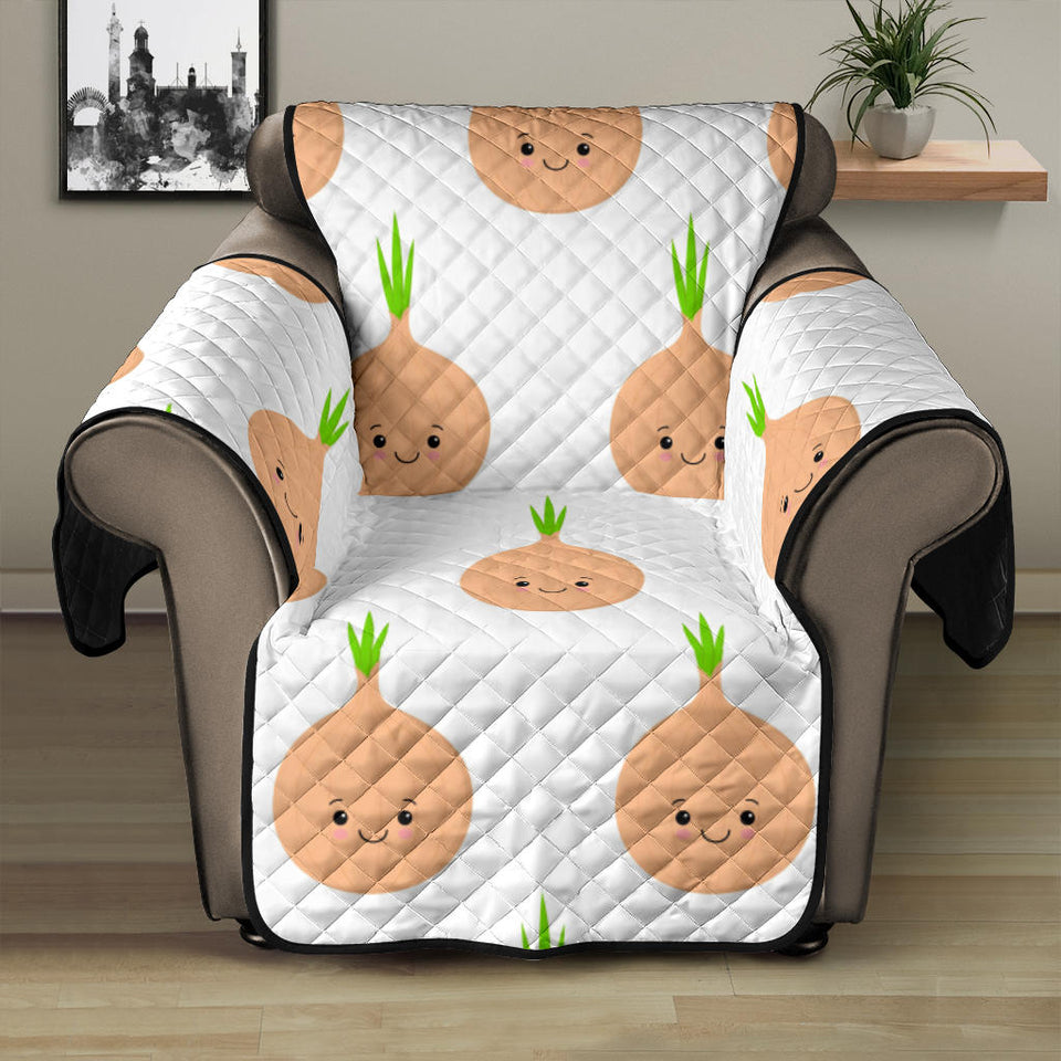 cute onions smiling faces purple background Recliner Cover Protector