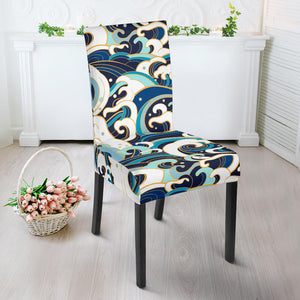 Japanese Wave Pattern Dining Chair Slipcover