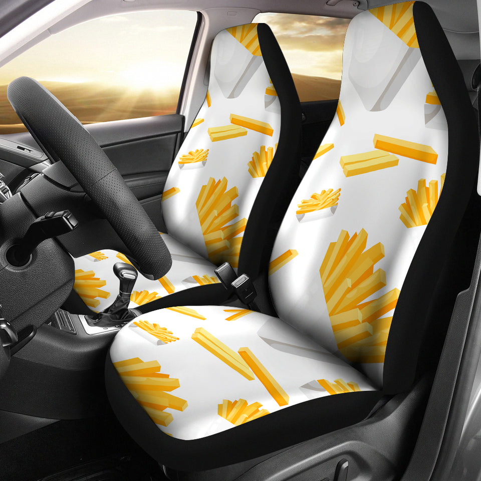 French Fries White Paper Box Pattern Universal Fit Car Seat Covers