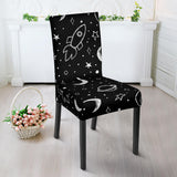 Hand Drawn Space Rocket Star Planet Dining Chair Slipcover