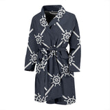 Nautical Steering Wheel Rope Pattern Men'S Bathrobe