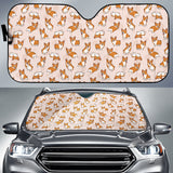 Cute Corgis Pattern Pink Background Car Sun Shade
