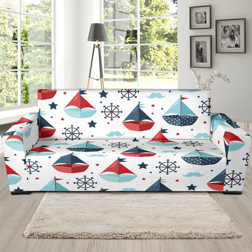 Cute Color Paper Sailboat Pattern Sofa Slipcover