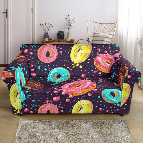 Colorful Donut Glaze Pattern Loveseat Couch Slipcover