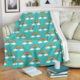 Rainbow Pattern Green Background Premium Blanket