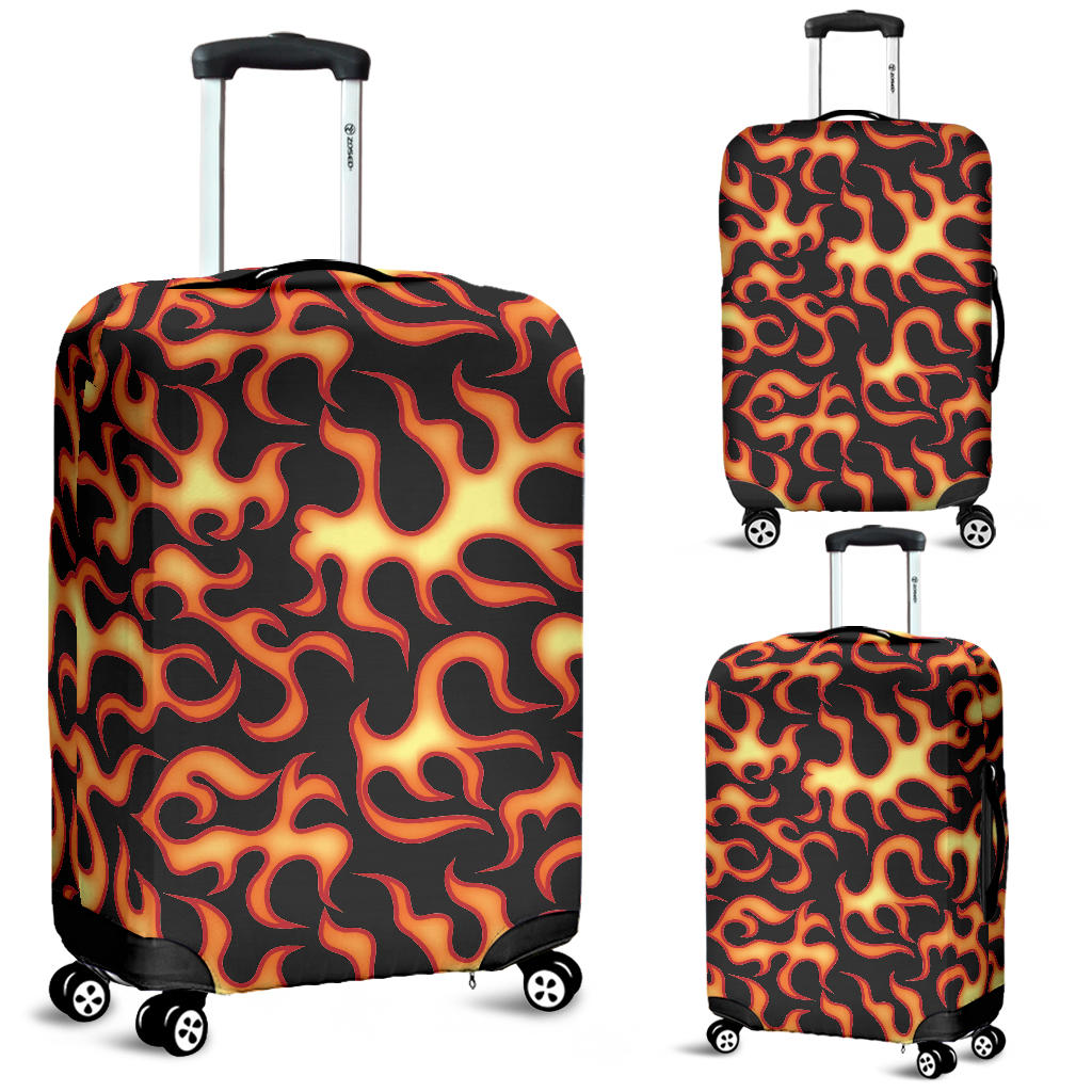 Fire Flame Dark Pattern Luggage Covers