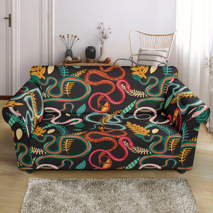 Colorful Snake Plant Pattern Loveseat Couch Slipcover