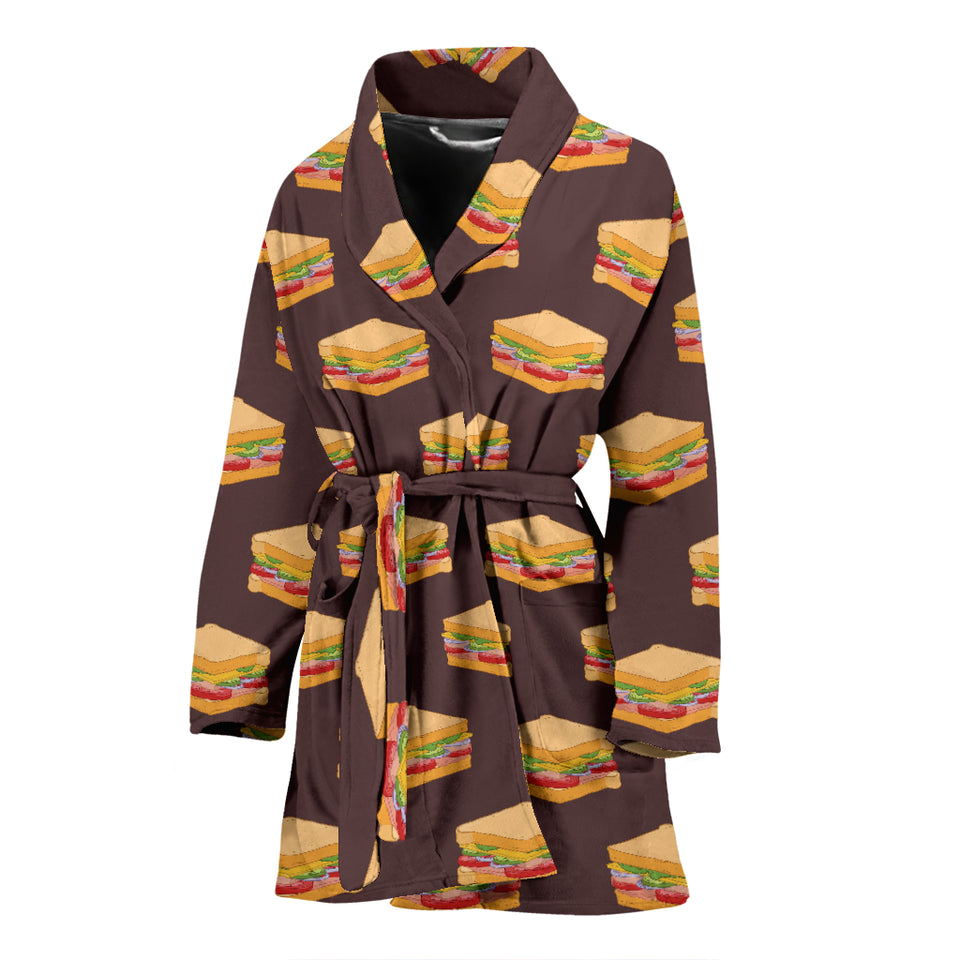 Sandwich Pattern Print Design 04 Women's Bathrobe