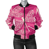 Beautiful Dragonfly Pink Background Women'S Bomber Jacket