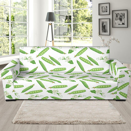 Green Peas Pattern Print Design 04 Sofa Slipcover