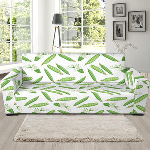 Green Peas Pattern Print Design 04 Sofa Slipcover