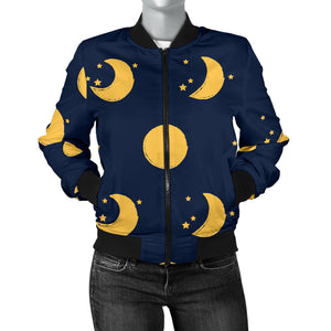 Moon Star Pattern Women'S Bomber Jacket