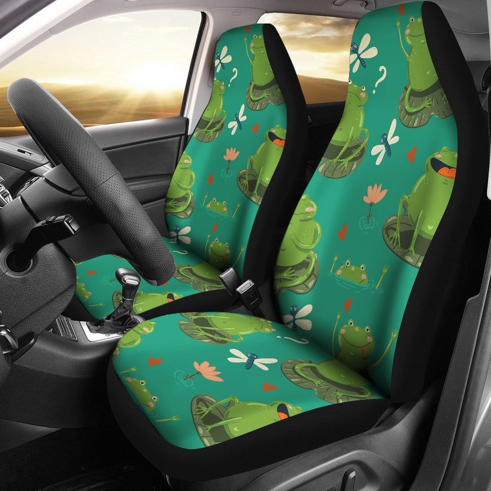 Cute Frog Dragonfly Design Pattern Universal Fit Car Seat Covers