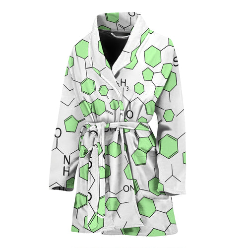 Chemistry Periodic Table Pattern Print Design 03 Women's Bathrobe