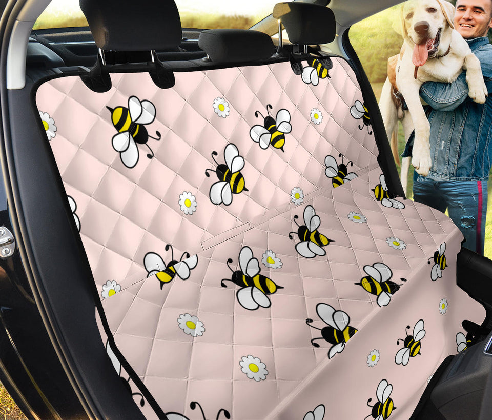 Cute Bee Flower Pattern Pink Background Dog Car Seat Covers