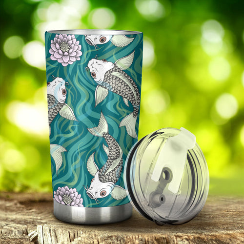 Koi Fish Carp Fish Lotus Pattern Tumbler