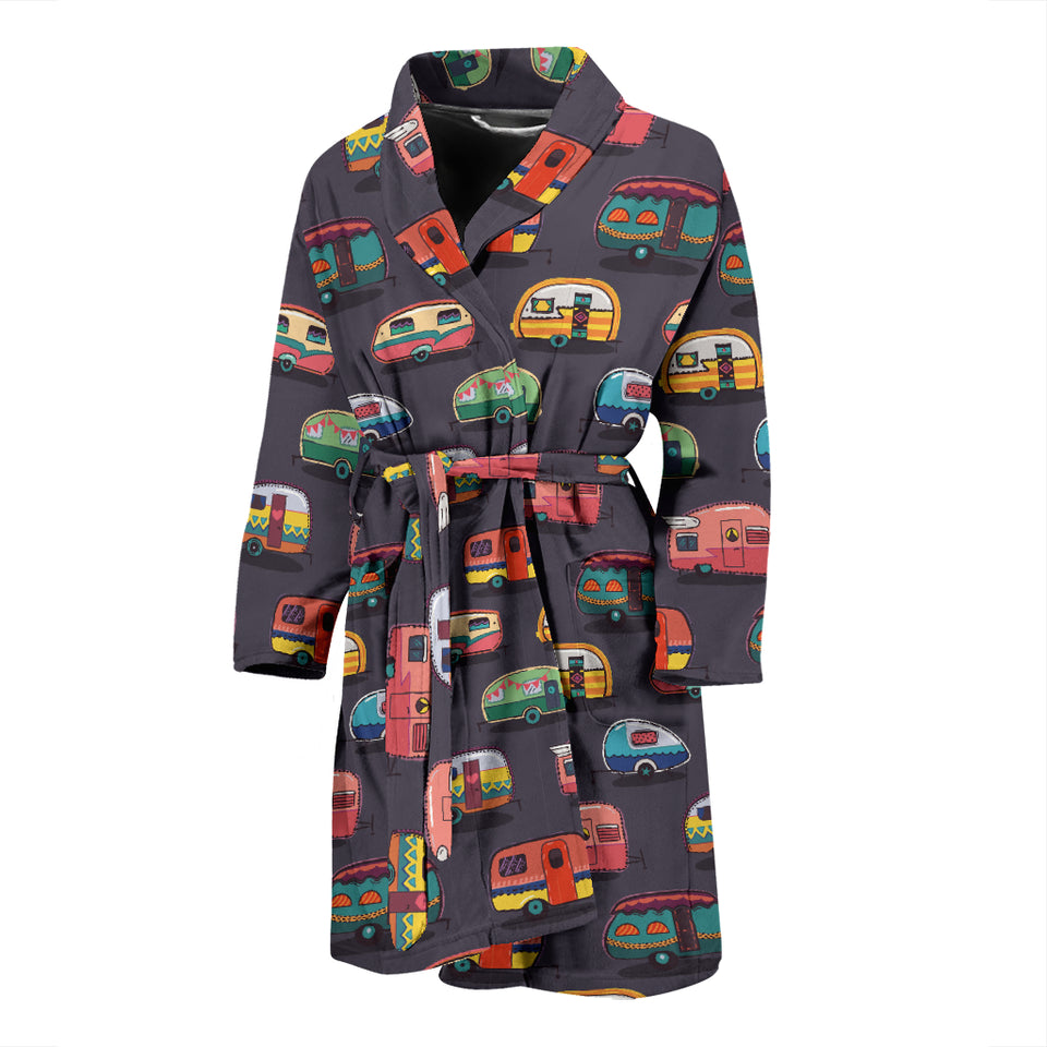 Camper Van Pattern Print Design 02 Men's Bathrobe