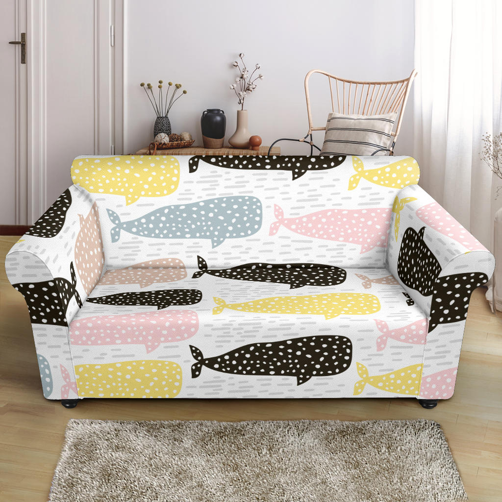 Whale Dot Pattern Loveseat Couch Slipcover