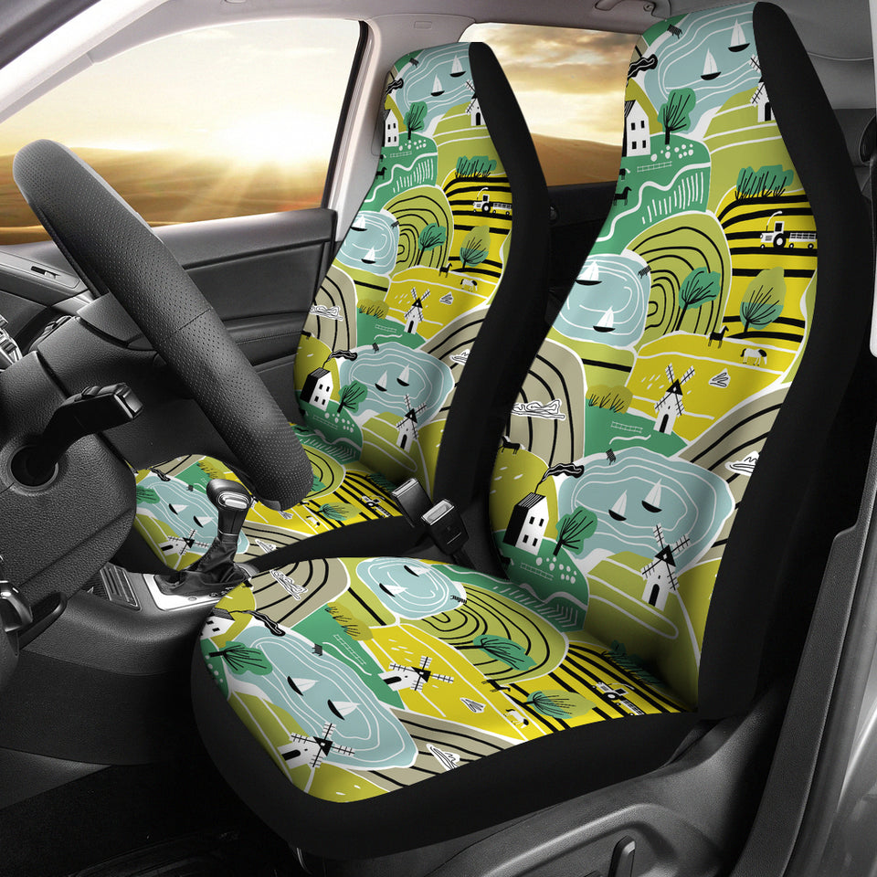 Hand Drawn Windmill Pattern  Universal Fit Car Seat Covers