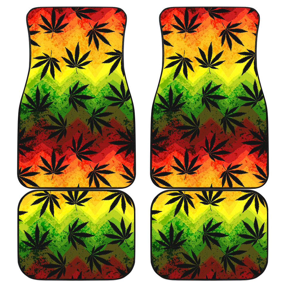 Canabis Marijuana Weed Pattern Print Design 03 Front and Back Car Mats