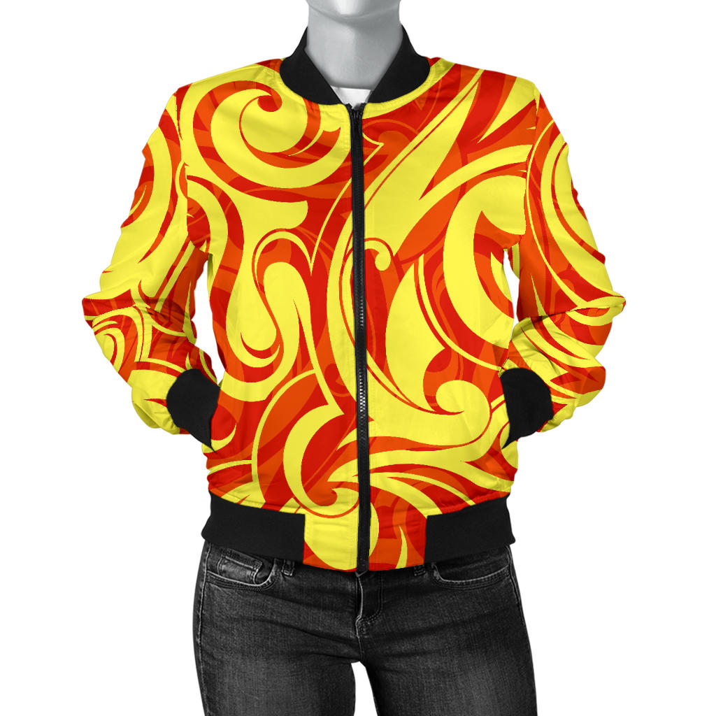 Fire Flame Design Pattern Women'S Bomber Jacket