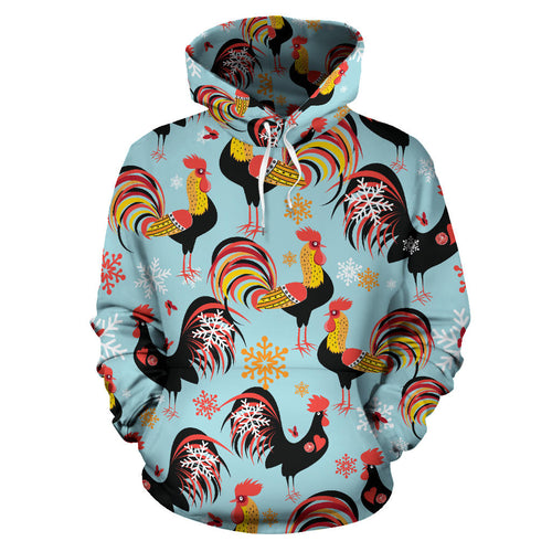 Rooster Chicken Cock Snowfalke Men Women Pullover Hoodie