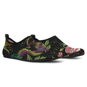 Dragons Flower Pattern Aqua Shoes