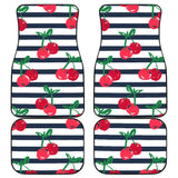 Hand Drawn Cherry Pattern Striped Background Front And Back Car Mats
