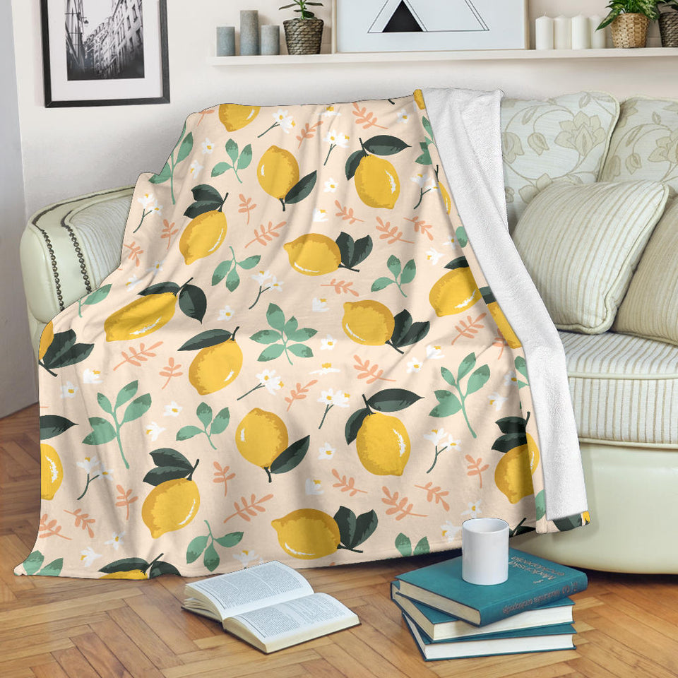 Lemon Flower Leave Pattern Premium Blanket