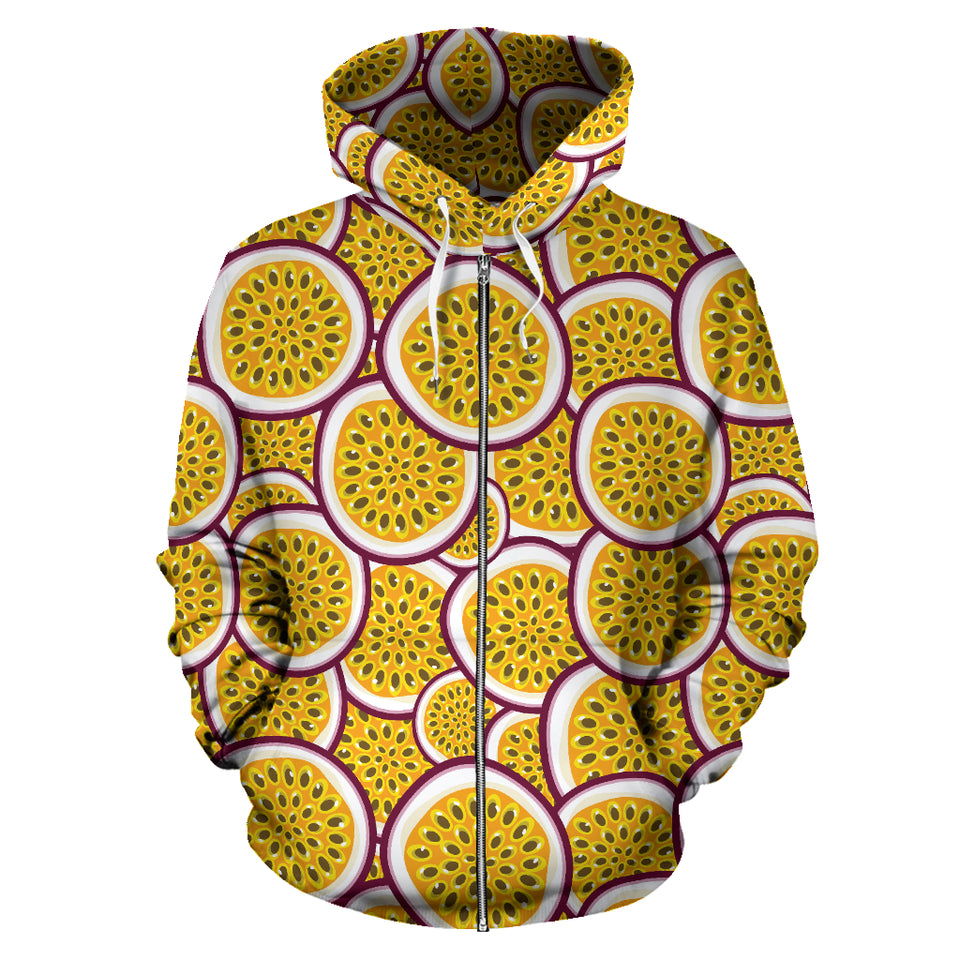Passion Fruits Slice Pattern Zip Up Hoodie