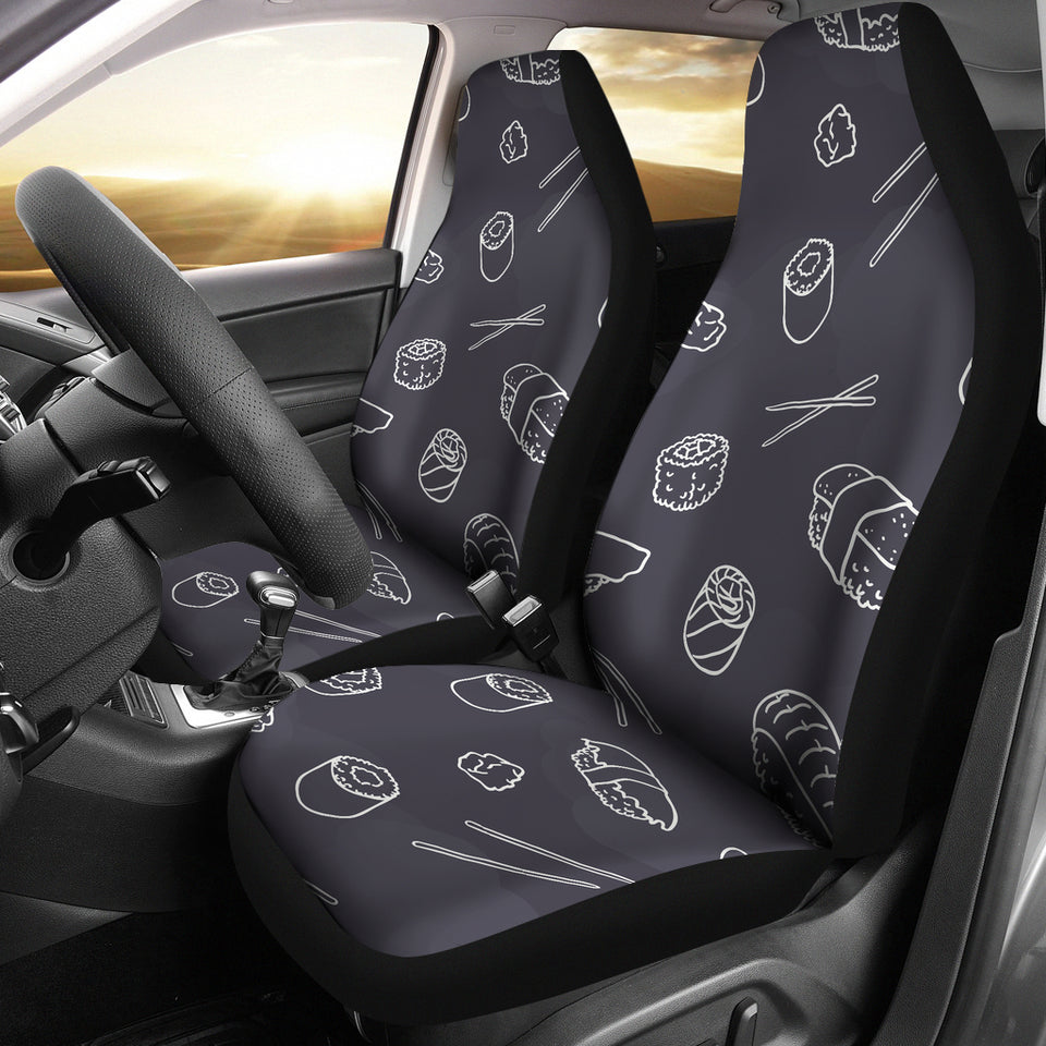 Sushi Pattern Black Background  Universal Fit Car Seat Covers