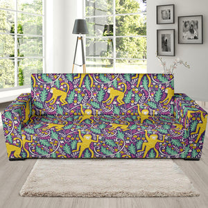 Cute Yellow Monkey Leaves Pattern Sofa Slipcover