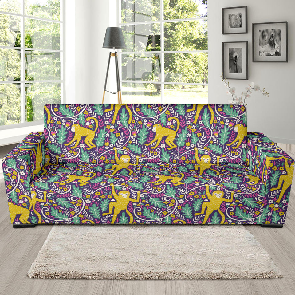 Cute Yellow Monkey Leaves Pattern Sofa Slipcover
