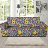 Cute Yellow Monkey Leaves Pattern Sofa Slipcover