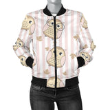 Cute Owl Leaf Women'S Bomber Jacket