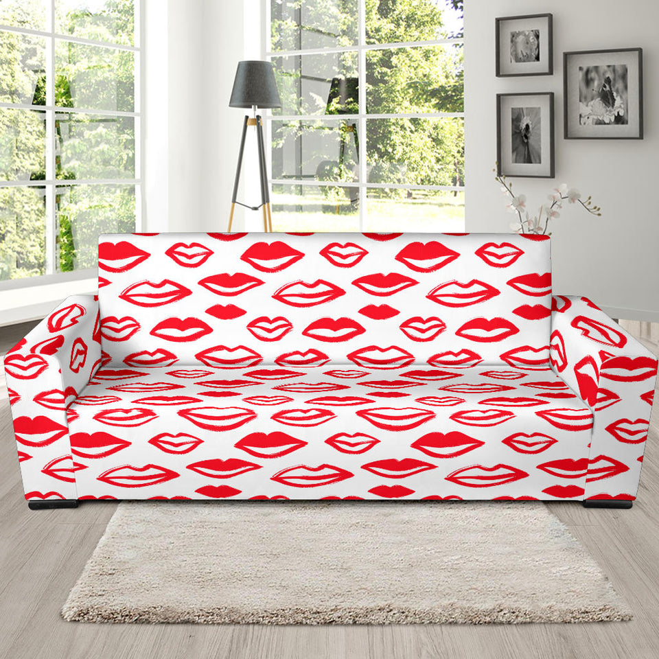 Lips Pattern Print Design 05 Sofa Slipcover