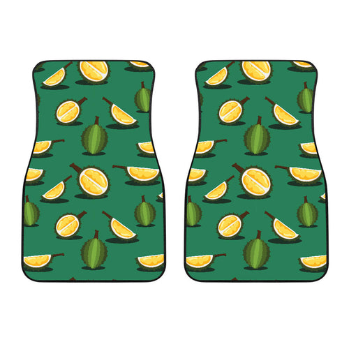 Durian Pattern Green Background Front Car Mats