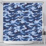 Blue Camo Camouflage Pattern Shower Curtain Fulfilled In US
