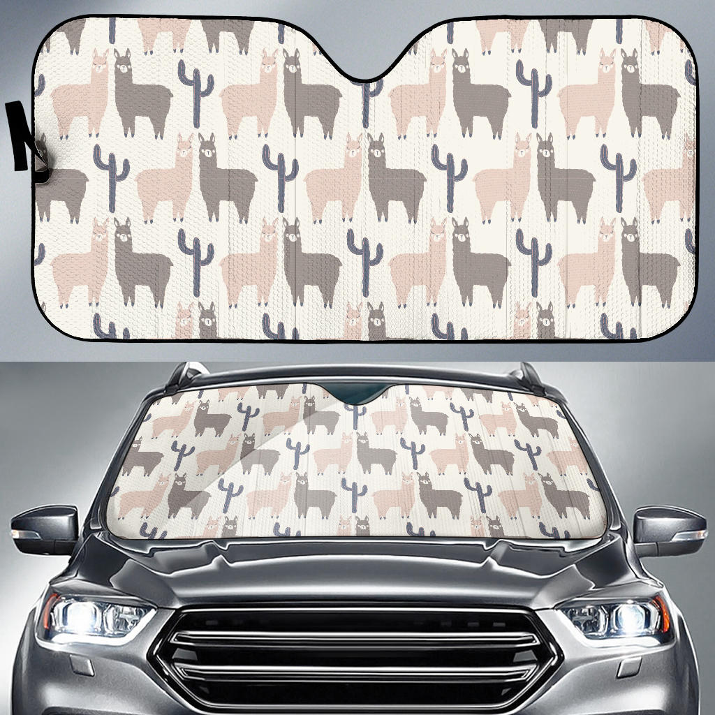 Llama Alpaca Pattern Car Sun Shade