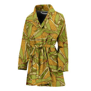 Corn Pattern Print Design 01 Women's Bathrobe