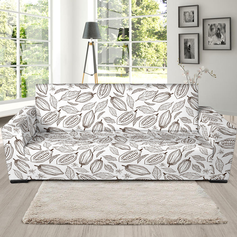 Cocoa Beans Leaves Pattern Sofa Slipcover