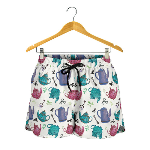 Tea pots Pattern Print Design 05 Women Shorts