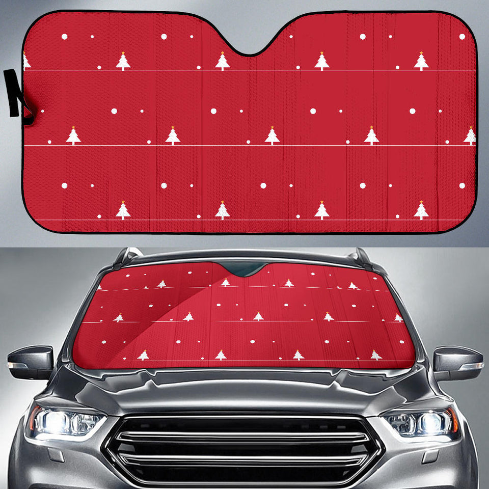 Christmas Tree Star Snow Red Background Car Sun Shade